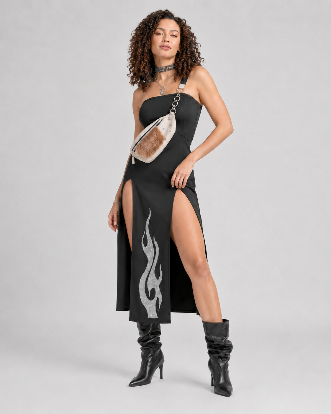 MAXI VESTIDO FIRE + RIÑONERA WONDER + SET COLLARES