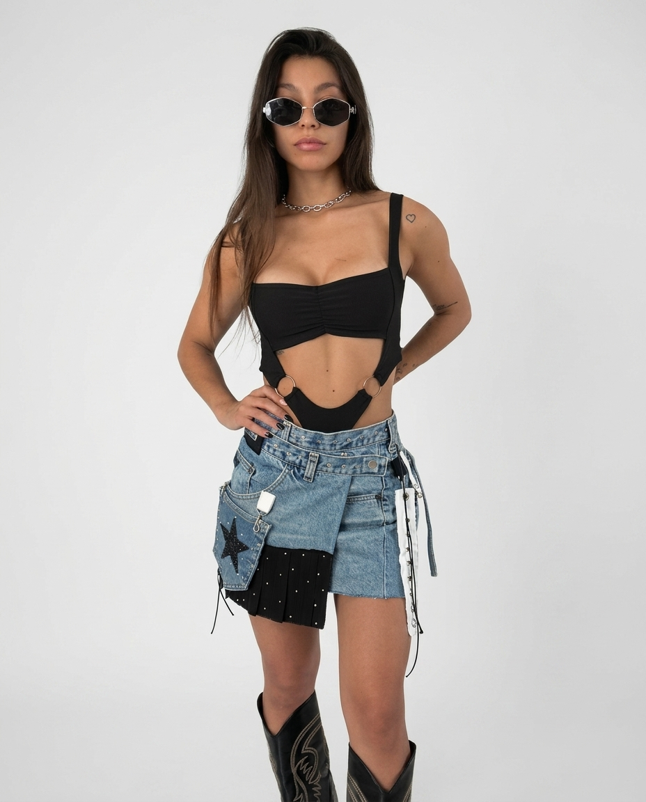 Mini falda Leer B&W - One Of A Kind