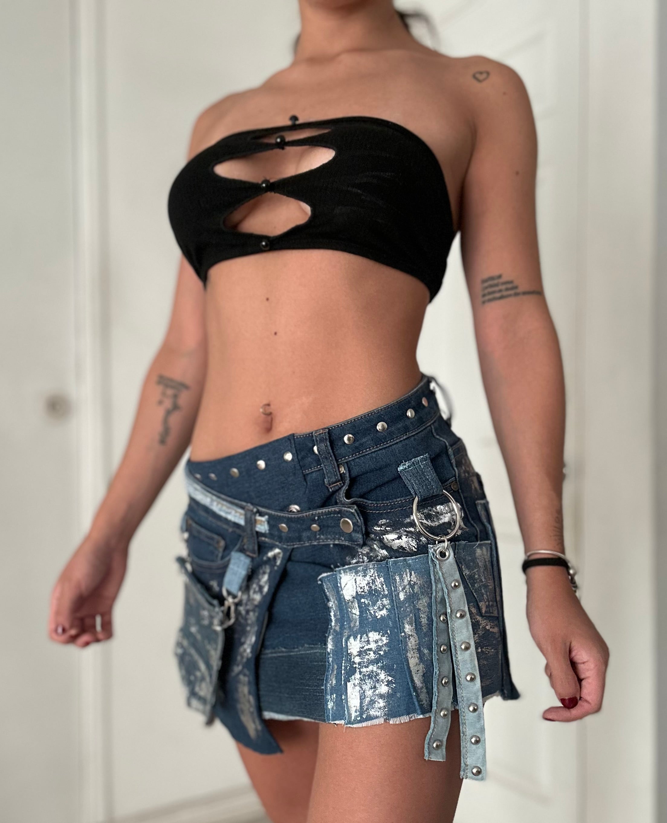 Mini falda Foil Denim - One Of A Kind