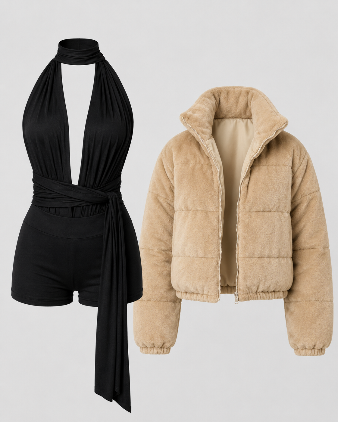 CATSUIT BLACK MAMBA MULTIUSO + PUFFA CAMEL