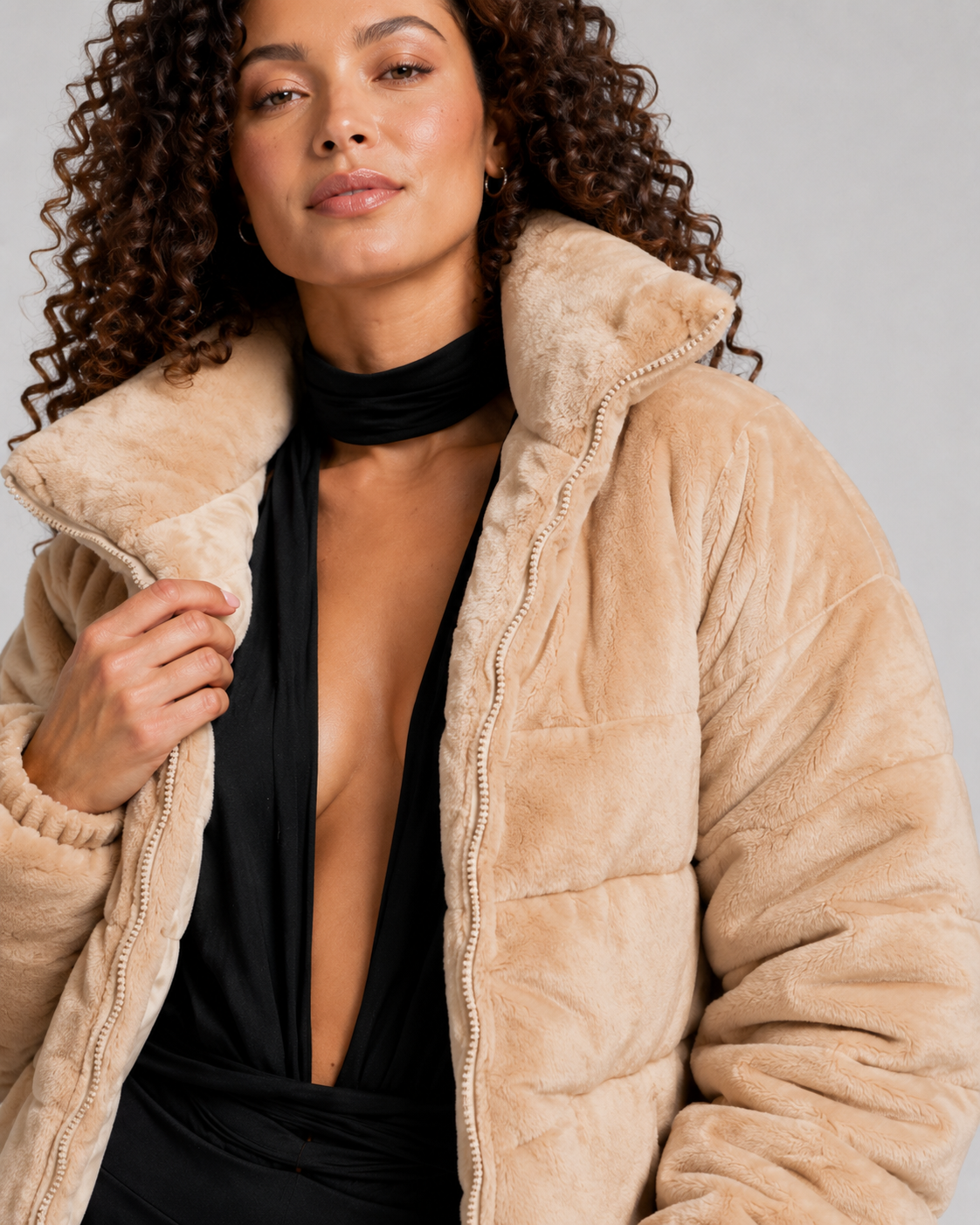 CATSUIT BLACK MAMBA MULTIUSO + PUFFA CAMEL