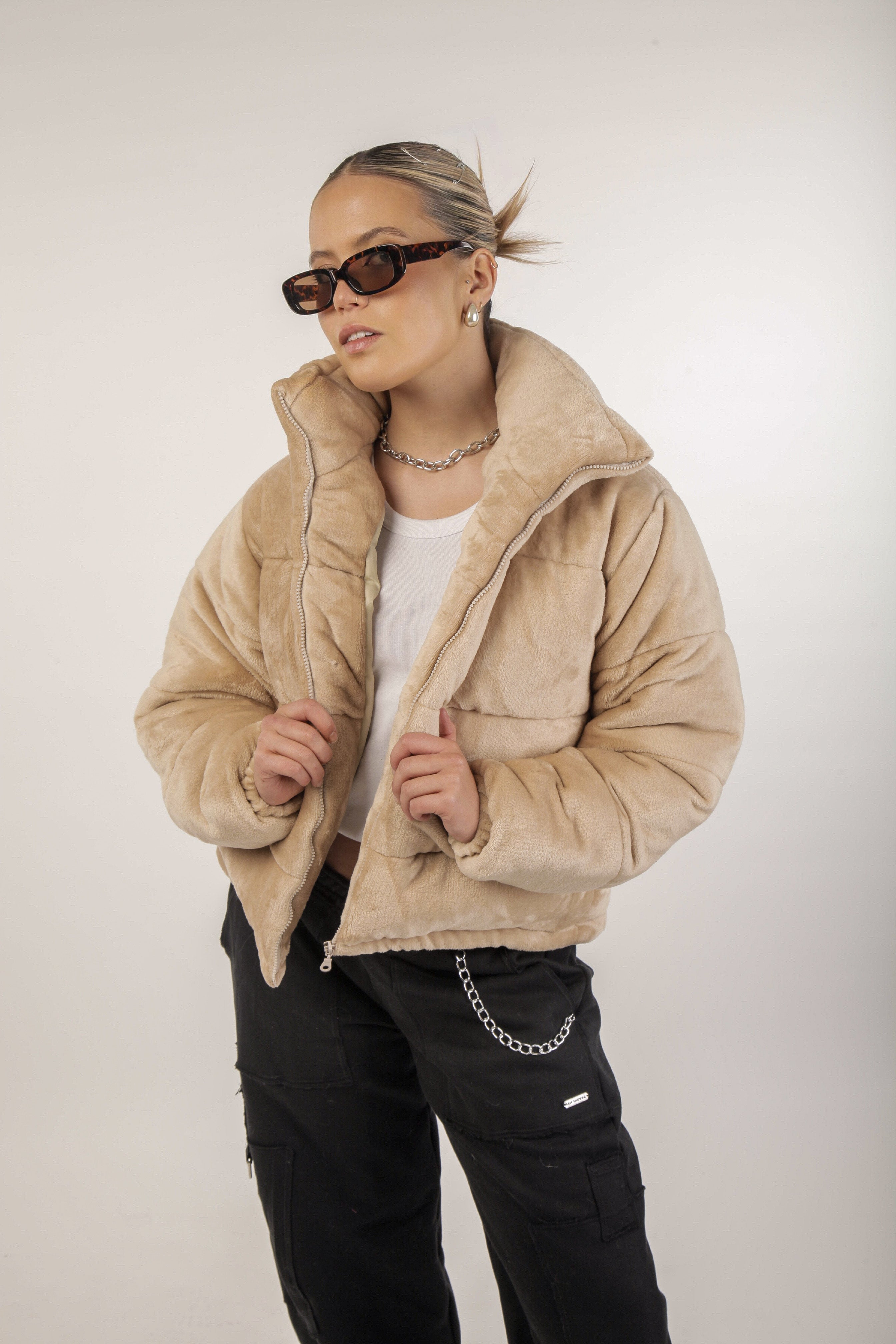 CHAQUETA PUFFA CAMEL CIERRE