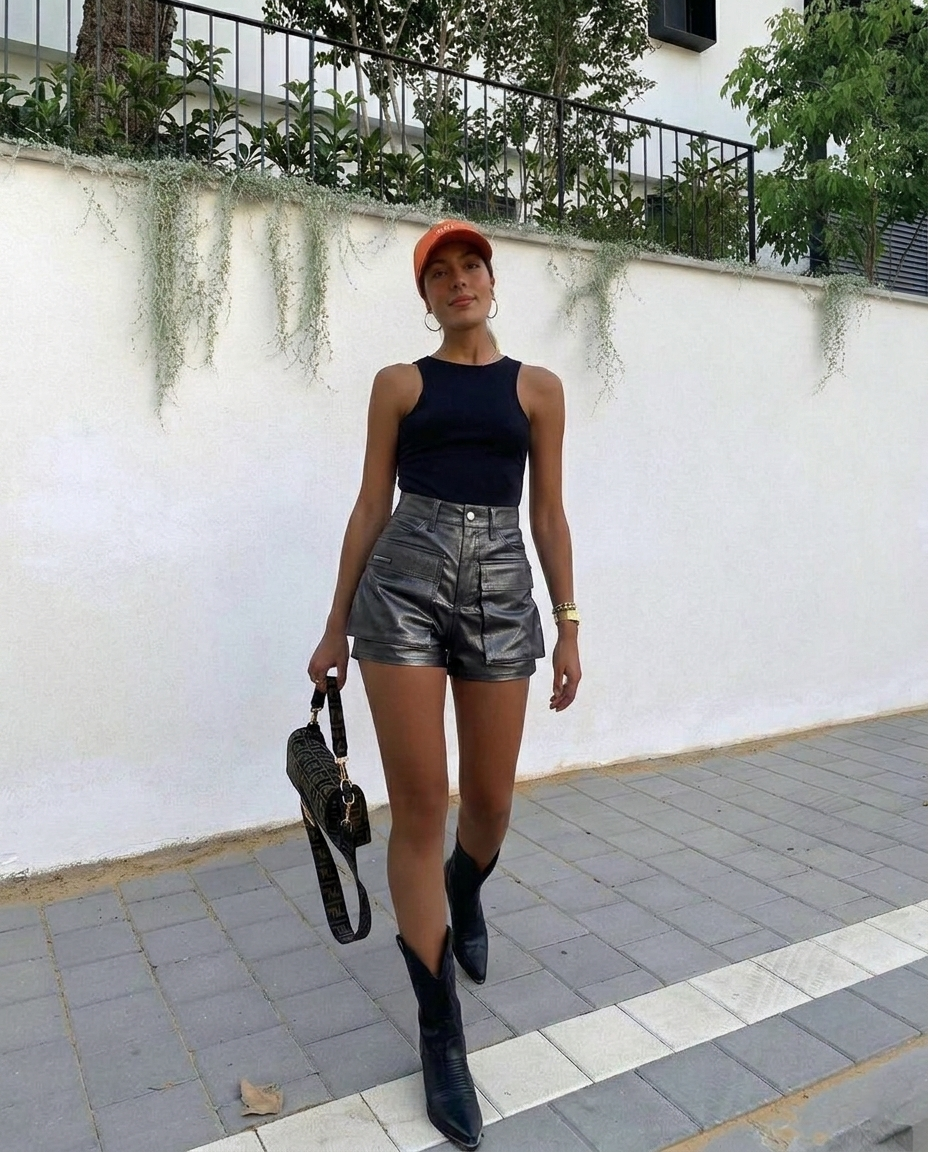 SHORT MINI GRIS METALIZADO